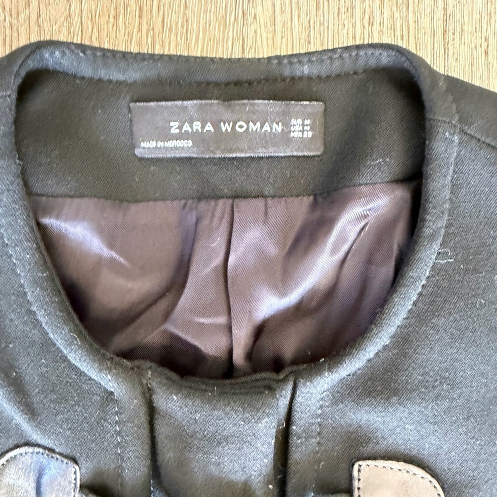 Zara Black Toggle Trench Coat - Picture 2 of 5